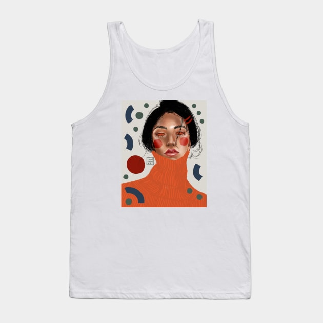 Orange turtleneck Tank Top by SosiCreatesArt